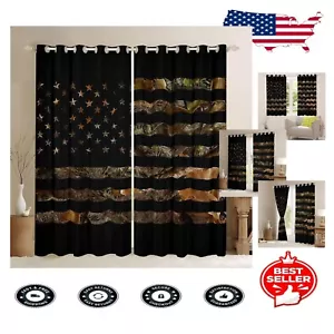 American Flag Camo Blackout Curtains - 2 Panel Set 42x63 for Rustic Elegance - Picture 1 of 9