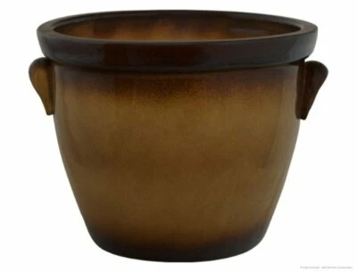 KERAZO Keramik BRAUN-GEFL. Blumentopf Pflanzkübel Venus m. H. 19x15cm frostfest  - Bild 1 von 4