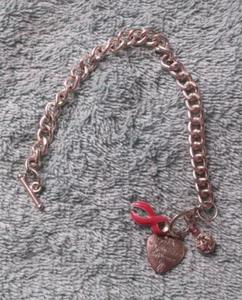 Pulsera vintage contra el cáncer de mama Together We Can Make A Difference/cinta rosa - Imagen 1 de 2