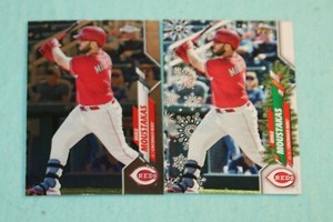 MIKE MOUSTAKAS LOT OF 2 2020 TOPPS CHROME UPDATE #U10 HOLIDAY #HW16 CINCINNATI 