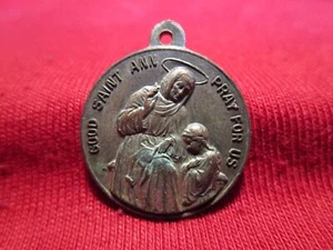 Good St Ann Medal Silvertone St Patrick's San Francisco Novena 1947 7/8" dia - Picture 1 of 2