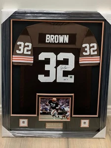 Framed Autographed Jim Brown Cleveland Browns Jersey - Picture 1 of 7