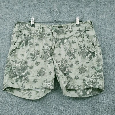 Pantalones Cortos H&M L.O.G.G Para Mujer 19 Verde Chino Tiro Medio Floral Frente Plano Algodón Foto 1 de 4