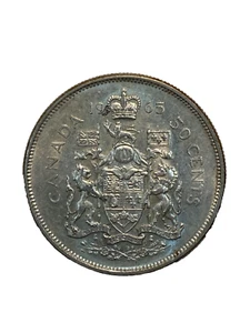 COLLECTABLE 1965 CANADA 50 Cent SILVER RARE Coin - Picture 1 of 2
