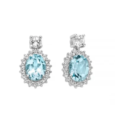 Orecchini Miluna Donna Pendenti Argento 925 Topazio Azzurro Tg Ovale _ERD2968 - Immagine 1 di 2