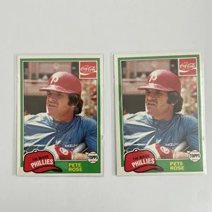 1981 Topps Béisbol Coca Cola Pete Rose Philadelphia Phillies #8 Lote de 2 - Imagen 1 de 4