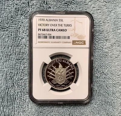 1970 Albania 5 Leke Victory Over the Turks Coin NGC PF 68 Ultra Cameo - Image 1 of 2