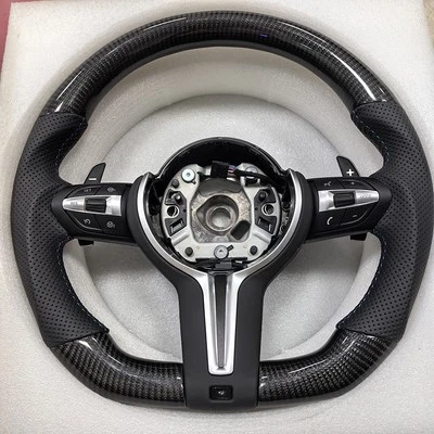 For BMW M3 F87 M2 F80 M3 F82 F83 2013-2019 Carbon Fiber Leather Steering Wheel  - Image 1 of 4