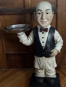 Vintage Verandah Butler Waiter Bar Display Statue Magnetic Tray Rare 28” - Picture 1 of 10