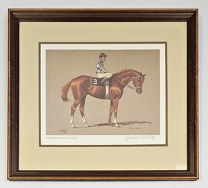 RARE Secretariat Print 1983 Signed Artist JENNESS CORTEZ Triple Crown Horse11x13 - Picture 1 of 7