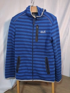 Jack Wolfskin Hooded Full Zip Nanuk 200 Blau Gestreift Jacke Herren Uk 34 S - Bild 1 von 8