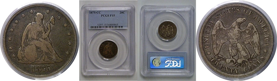 1875-CC Twenty Cent Piece  PCGS F-15 - Image 1 of 3