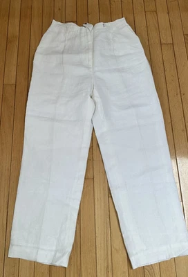 Amanda Smith Mujer Blanco Lino Talla 14 Entrepierna 29" Vestido Pantalón Foto 1 de 3