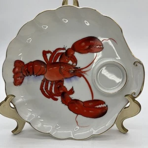 Lefton China Hand Painted Lobster Dish Plate 7.5in Vintage 1950s HTF - Picture 1 of 7
