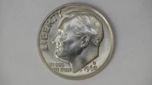 1968 D Roosevelt Dime Uncirculated BU Full Bands FB **Free Shipping** - Picture 1 of 2