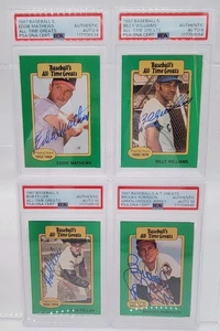 1987 Hygrade Eddie Mathews, Billy Williams, Bob Feller, Brooks Robinson PSA Auto - Picture 1 of 6