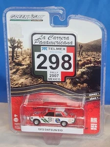 Coche fundido a presión de metal Greenlight La Carrera Panamericana Telmex #298 1972 Datsun 510 - Imagen 1 de 14