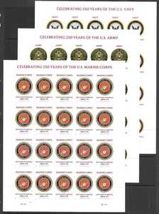 Scott #6003a-6005 IMPERFORATE (NO DIE-CUT) 3 Panes Army, Navy Marines 250th, MNH - Picture 1 of 4
