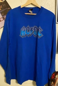 AC/DC 2002 Long Sleeve Shirt Size L Blue Rockware Anthill Trading Rock Band - Picture 1 of 5