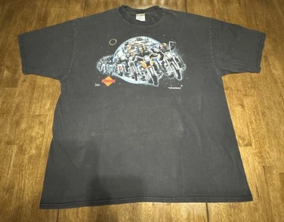 Vintage 1994 Easyriders Magazine Tee Biker Earth Faded Black Hanes Beefy XXL - Image 1 of 4