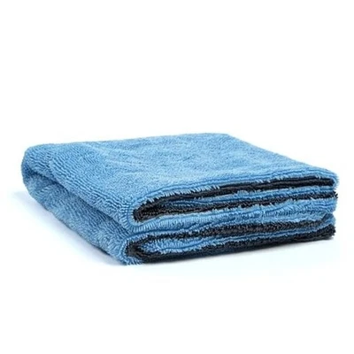  Toalla de microfibra para coches, toalla de secado de coche 1000GSM, doble giro azul y gris Foto 1 de 4