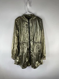 NUEVO CON ETIQUETAS Sweet Rain Metálico Cordón Cintura Bolsillos Cremallera Chaqueta Dorada Talla XL - Imagen 1 de 3