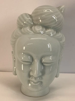 Vintage Chinese Milk Glass White Buddha Head Statue Figurine 5” Tall - Image 1 of 4