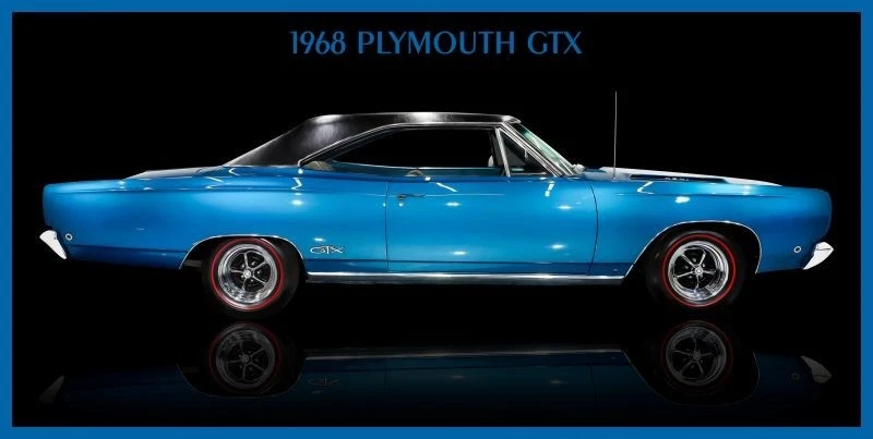 1968 Plymouth GTX in Blue & Black NEW Steel Sign: 12x24" Made in USA - Image 1 of 1