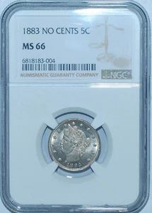 1883 NGC MS66 No Cents Liberty V Nickel - Picture 1 of 2