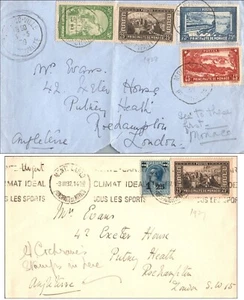 1937 & 1938 Monaco Monte-Carlo Slogan Buildings Postal History - Picture 1 of 3