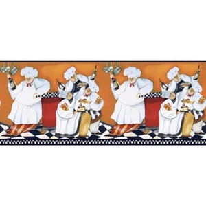 CHEFS A - Cooking BORDER PREPASTED WALLPAPER BGKitchen Cafe Wall Decor - Picture 1 of 4