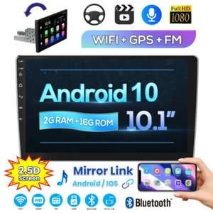 Single 1Din 10.1 Inch Car Stereo Android 11 GPS Navi WIFI FM Radio MP5 Player - Picture 1 of 11