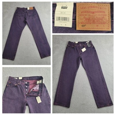 New Levi’s 501 90s Jeans Women's 28x30 Purple Acid Wash Relaxed Button Fly Denim - Image 1 of 4