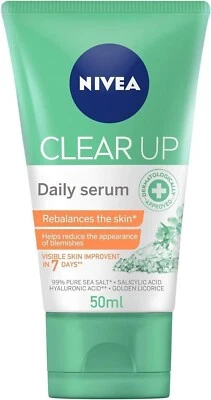New NIVEA Face Serum 50ml Daily Clear Up Reduces Blemishes Anti-Acne Sea Salt - Image 1 of 4