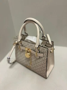 Michael Kors Hamilton Women Small Satchel Handbag Crossbody Bag - Light Cream - Picture 1 of 11