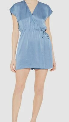 Mono mameluco para mujer Theory azul aplastado-satén con corbata envolvente cuello en V talla M $325 Foto 1 de 4