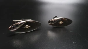 Gemelos vintage de plata con hoja de estrás para hombre - Imagen 1 de 4