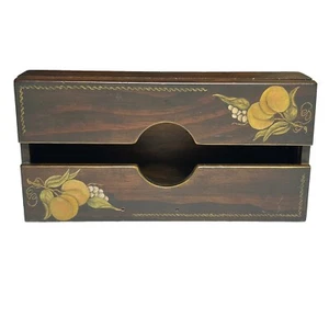 Vintage Wood Tissue Box Holder Hand Painted Fruit Design MCM Decor Dryer Sheets - Picture 1 of 15