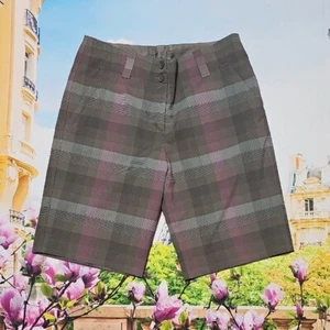 Nike Golf High Waist grau und lila karierte Shorts Größe 2 - Bild 1 von 5