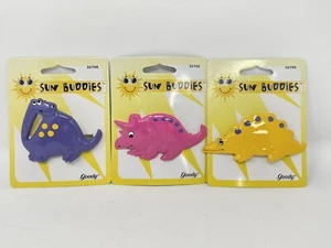 De colección Goody Sun Buddies Barrettes 1997 dinosaurio mantenerse apretado (3) clips para el cabello 2,5"" nuevo de lote antiguo - Imagen 1 de 6