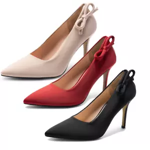 Women Slip On Pump Shoes Stilettos High Heel Pointed Toe Wedding Party Pumps - Picture 1 of 29