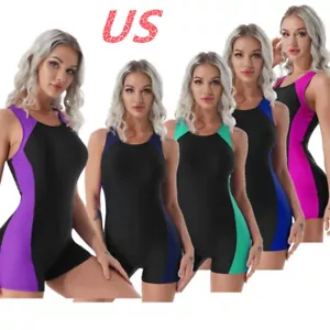 US Damen Racerback Unitard One Piece Boyleg Badeanzug Sport Top Badeanzug - Bild 1 von 42