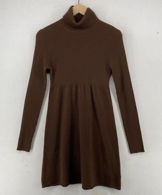 ISAAC MIZRAHI FOR TARGET Dress M Cashmere Rib Bodycon Sweater Turtleneck Brown - Image 1 of 4