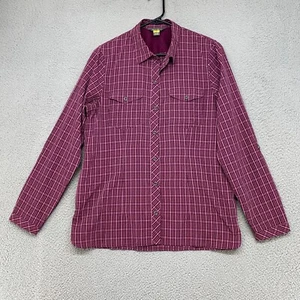 Eddie Bauer Shirt Womens Medium Travex Long Sleeve Plaid Hiking Outdoor Top Pink - Picture 1 of 14