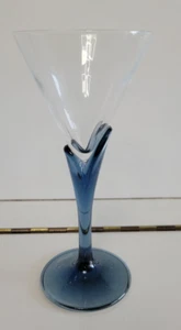 1 COURVOISIER MARTINI GLASS BLUE TULIP STEM 7 INCHES HOLDS 4 OZS - Picture 1 of 10