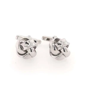 Gemelos de plata de ley 925 con diseño de nudo para hombre - Imagen 1 de 3