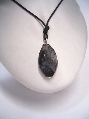 Ciondolo in ARGENTO 925 con QUARZO RUTILATO e girocollo - pendente pietra dura - - Immagine 1 di 4