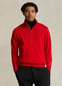 $228 RLX Ralph Lauren Red Mock neck Sweatshirt fleece Half Zip Men's SZ L - Picture 1 of 5