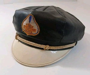 Vintage Harley Davidson Leatherette Captain's Hat Motorcycle 7 1/8 RARE 8-Panel - Picture 1 of 24