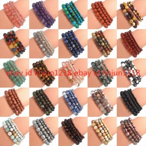 Pulsera elástica hecha a mano de piedras preciosas naturales cuentas 4 mm 6 mm 8 mm 10 mm - Imagen 1 de 28
